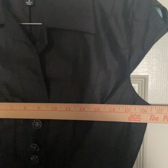 Adrianna Papell size 8 Black 70% Silk Dress 1/2 button front. Zip side - Picture 12 of 14